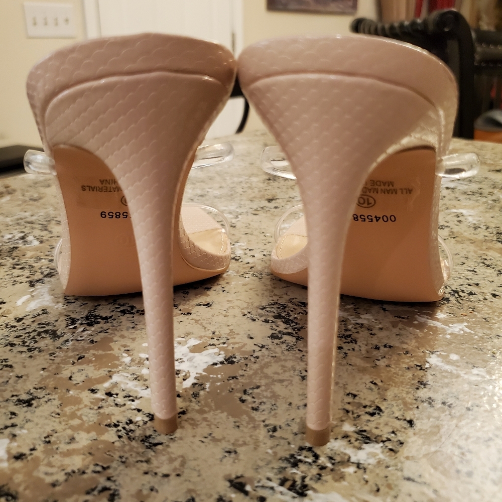 Faux Leather Open-Toe Stiletto Heels (runs small) - Picture 6 of 7